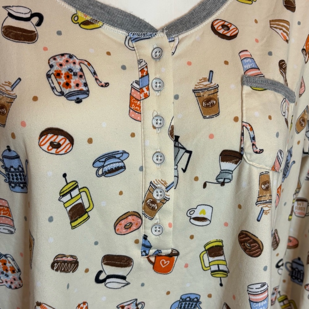 Cuddl Duds Coffee Pastries Long Sleeve Pants Pajama Set XL/XXL - Picture 4 of 12